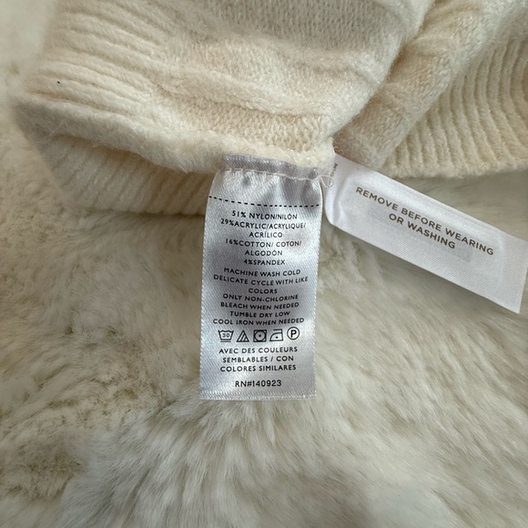 LOFT Ribbed V-Neck Cardigan Cream Pink Red/Orange Colorblock Trim Size Medium - Picture 9 of 9